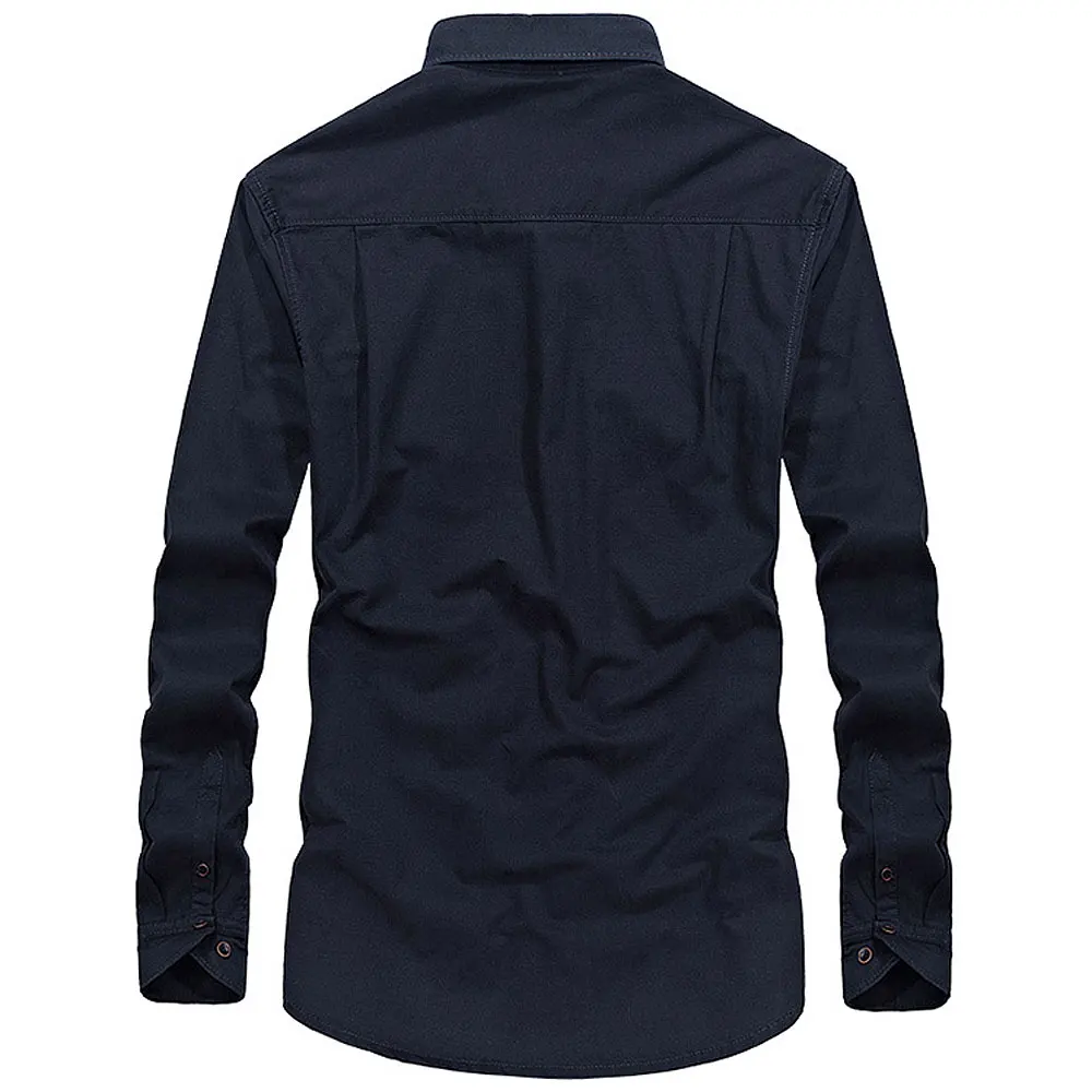 Рубашка мужская с длинным рукавом 100% хлопок в стиле милитари повседневная