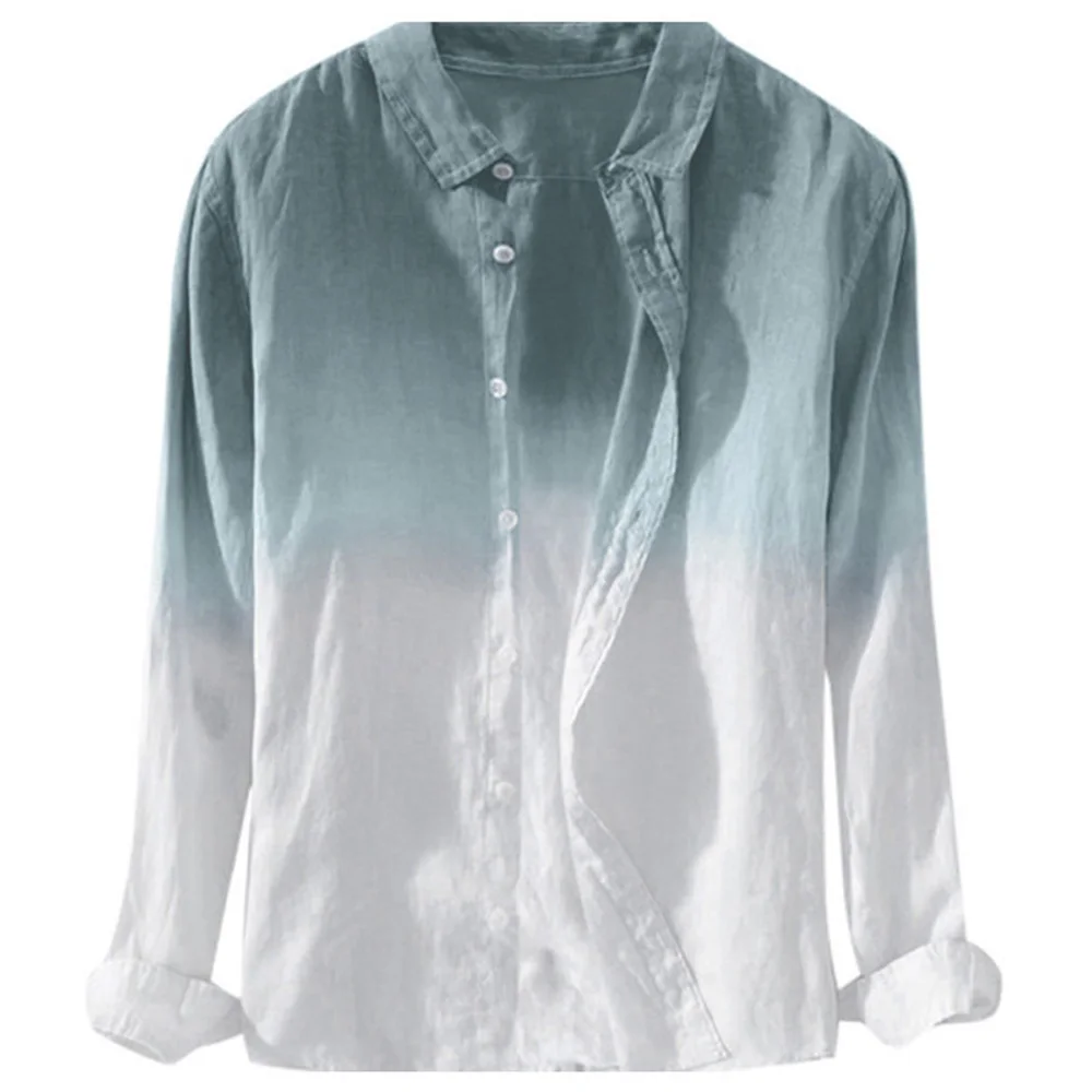 Мужские топы меняющие цвет длинный рукав тонкий отложной воротник Однорядная