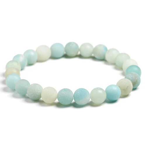 Beads 8mm Браслет из натурального амазонитового камня для мужчин и женщин, 6 мм, 8 мм, 10 мм, бисер, матовый драгоценный камень, Энергетический Браслет для женщин и мужчин, ювелирные изделия - Окраска металла: Beads 8mm