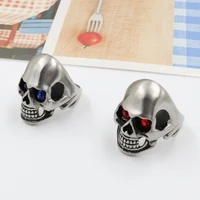 personality punk fashion jewelry boutique gem set skull mens titanium steel ring free shipping