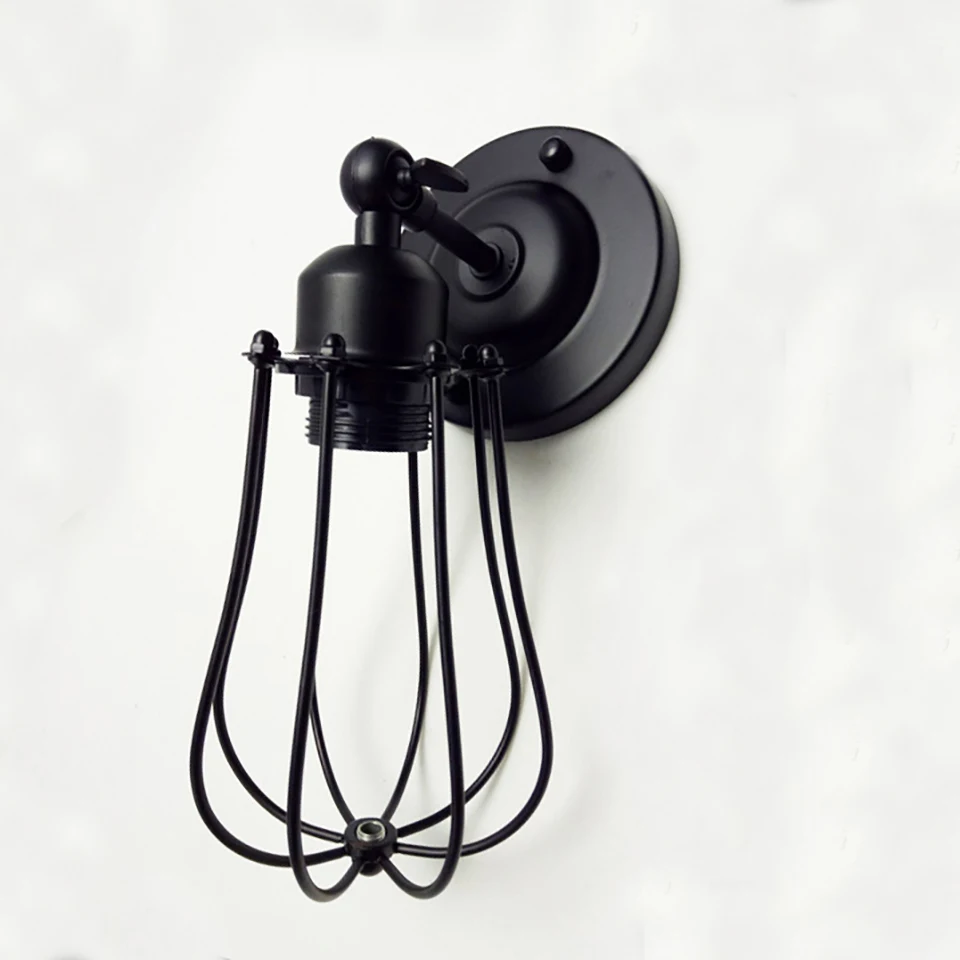 

Pendant Light Loft Bar Nordic Classic Black Bulb Wire Lamp Cage DIY wall lamp Industrial Guard Shade Lamparas