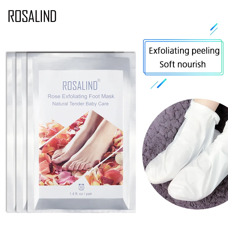 Отшелушивающая маска для ног ROSALIND носочки педикюра удаляет омертвевшую кожу 2 шт.