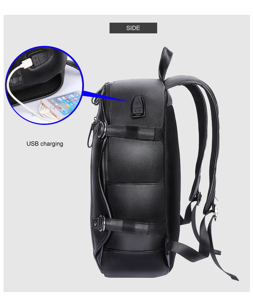 VORMOR, usb зарядка, мужской рюкзак, многофункциональный, водонепроницаемый, 14 дюймов, сумка для ноутбука, из искусственной кожи, деловая, дорожная сумка для мужчин