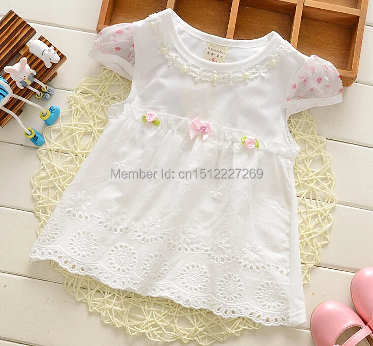 Free shipping Summer Kids Clothing New Style Girls Dress Hollow flouncing Baby T-Shirt 4 colors | Детская одежда и обувь