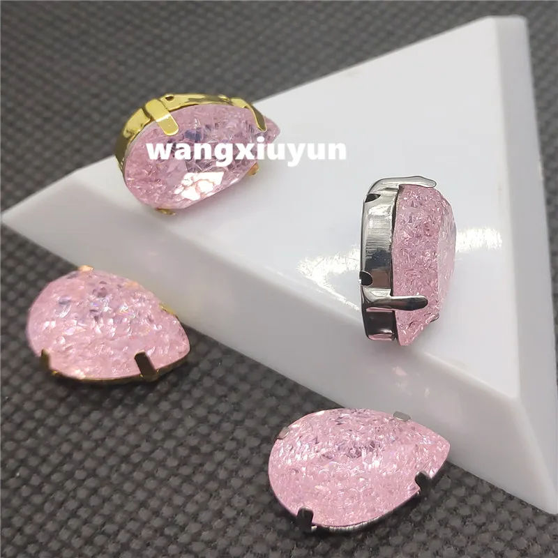 Top K9 Glass Sew On Stone k9 GLASS Crystals Teardrop Fancy with Metal Claw Setting 10x14 13x18mm Pear Sewing Rhinestone | Дом и сад