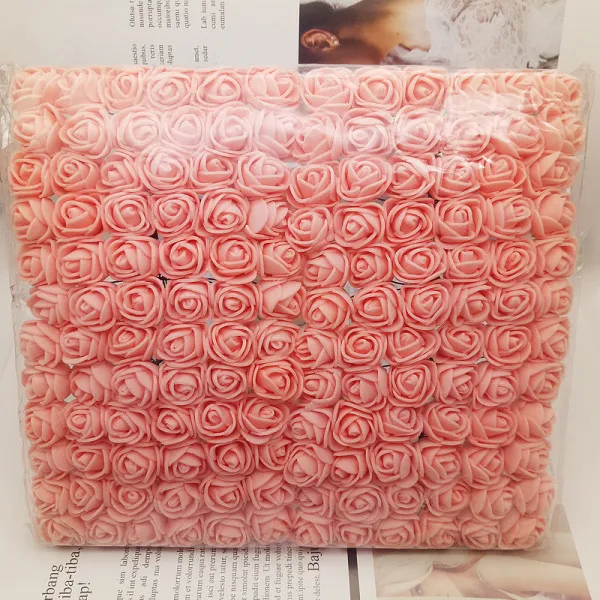 Flesh pink 144 ps 2 см мини пена Искусственный цветок розы Букет Многоцветный Роза свадебное украшение цветок Скрапбукинг искусственный цветок Роза - Цвет: Flesh pink
