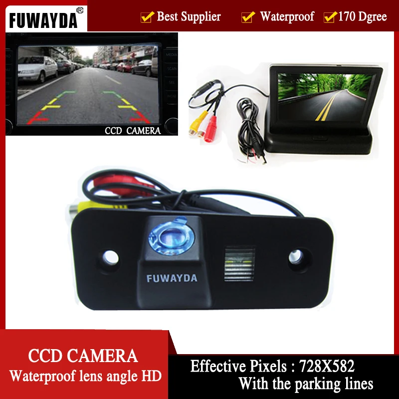 

FUWAYDA Color CCD Car Rear View Camera for Hyundai Santa Fe santafe | Azera,with 4.3 Inch foldable LCD TFT Monitor