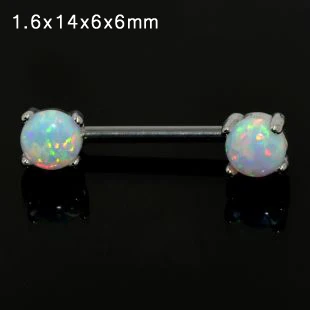 Showlove-1pcs нержавеющая Опал Камень перегородка нос кольцо опал мяч закрытие ниппель ТРУГ брови пирсинг серьги ювелирные изделия для тела - Окраска металла: 1.6x14x6x6mm