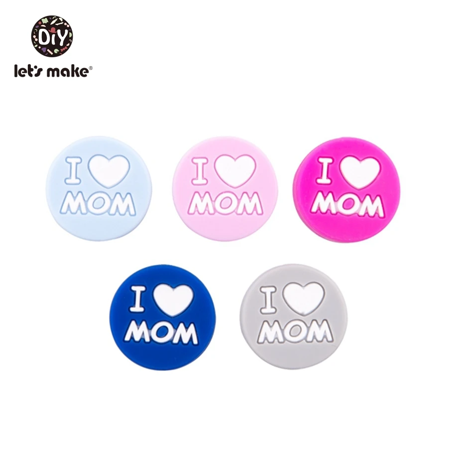 Let's Make 50 шт 20 мм силиконовый Прорезыватель для зубов I Love Mom Младенческая игрушки