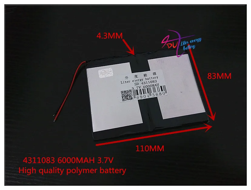 3 7 V 6000mAH 4311083 полимерный литий ионный/литий ионный аккумулятор для планшетного ПК