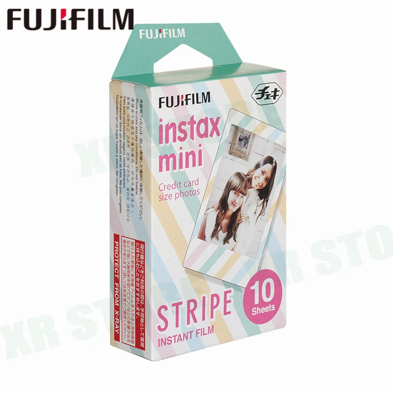 Fujifilm Instax Mini 11 8 9 Film Stripe Fuji Instant Photo Paper 10 Sheets For 70 7s 50s 50i 90 25 Share SP-1 2 Lomo Camera | Электроника