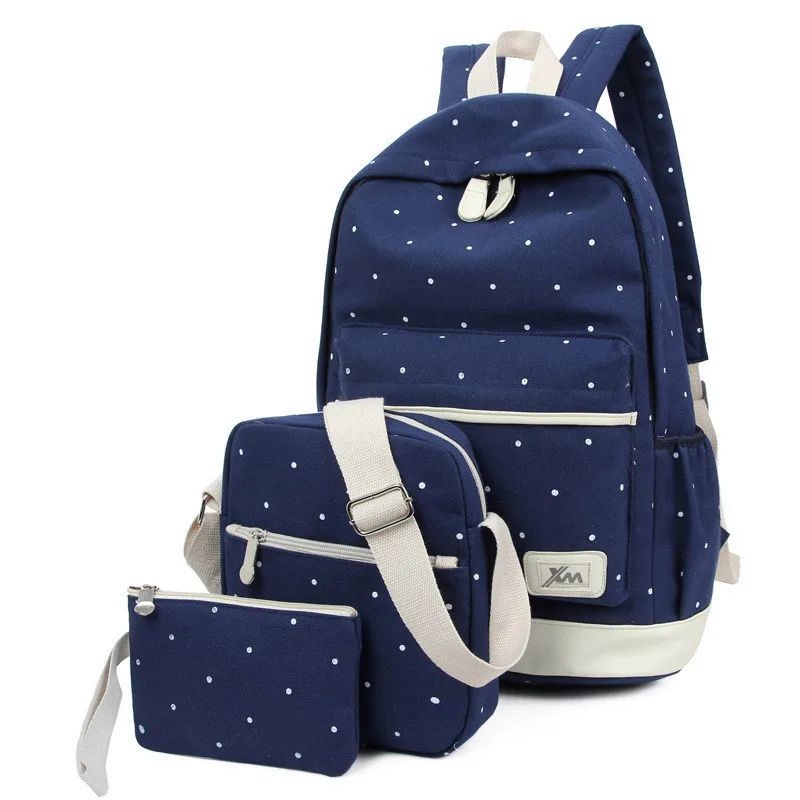 

Women Backpack For Girls Teenagers School Bags 3 Pcs/Set Schoolbag Large Capacity Dot Printing School Rucksack Cute Book Bags
