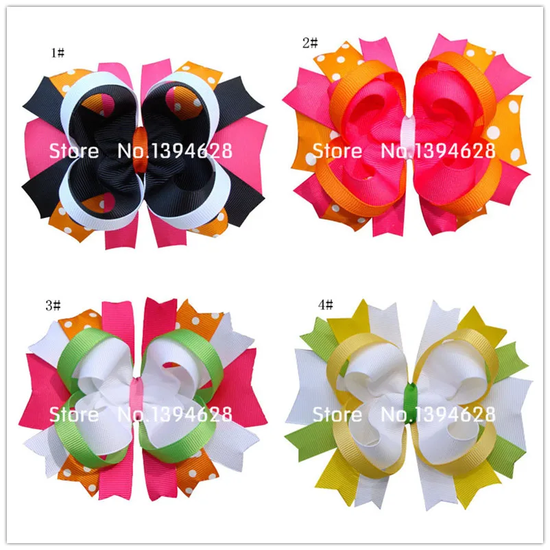 Банты твои 5 дюймов лента в горошек с мандарином банты для девочек разноцветные