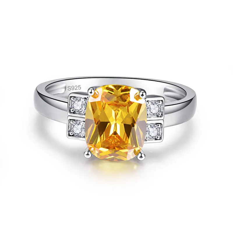 Женское кольцо с цитрином BONLAVIE роскошное серебряное квадратным камнем ювелирное