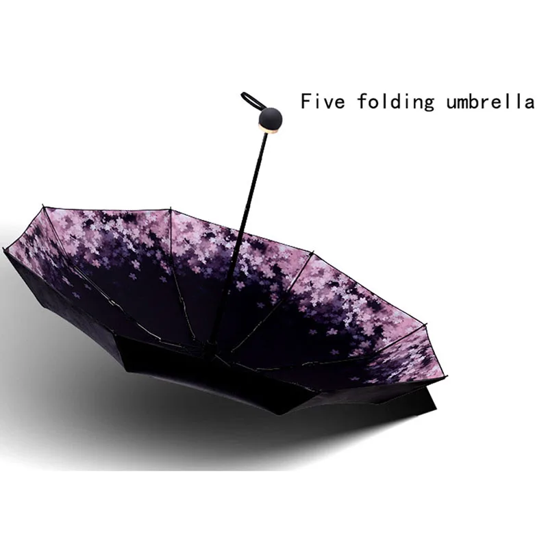 Five folding C Женский складной зонт для взрослых, один размер, женский складной зонт, анти-УФ Автоматический Зонт от дождя, женский зонт с цветами - Цвет: Five folding C