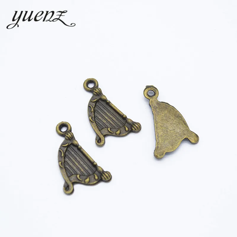 YuenZ 20 шт. 2 цвета античная бронза покрытые шармы harp Подвески для изготовления