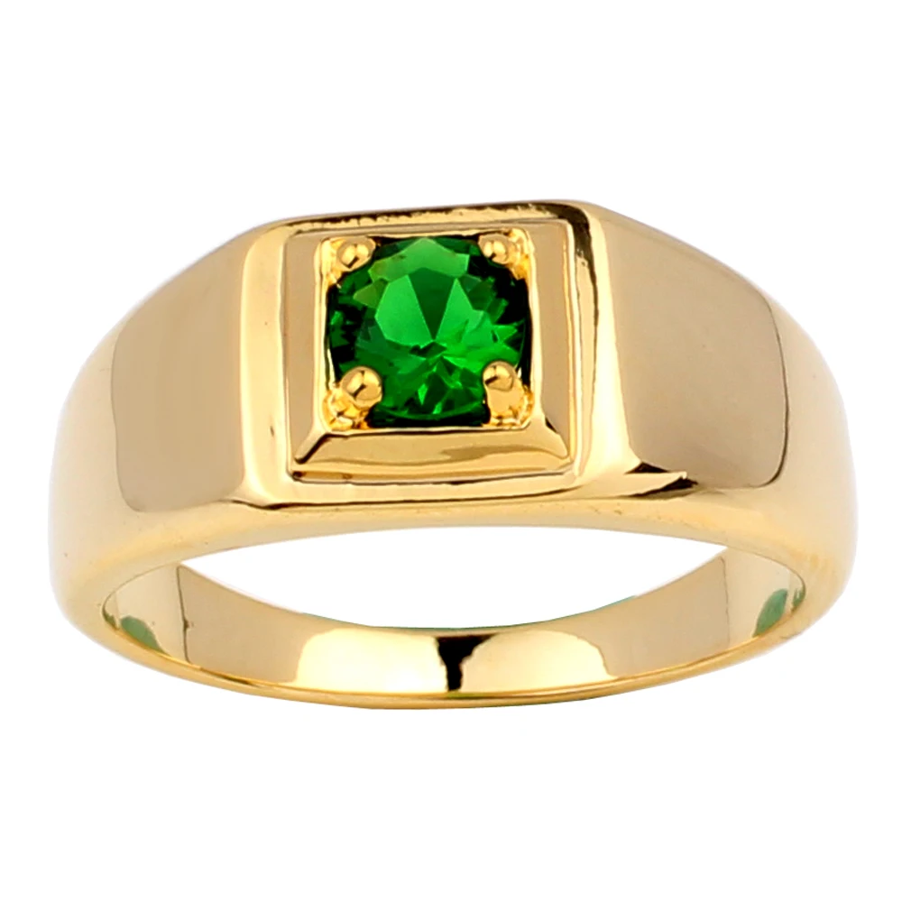 Кольцо мужское с круглым камнем 5 ММ золотого цвета R503|gold plated ring|ring forrings for men |