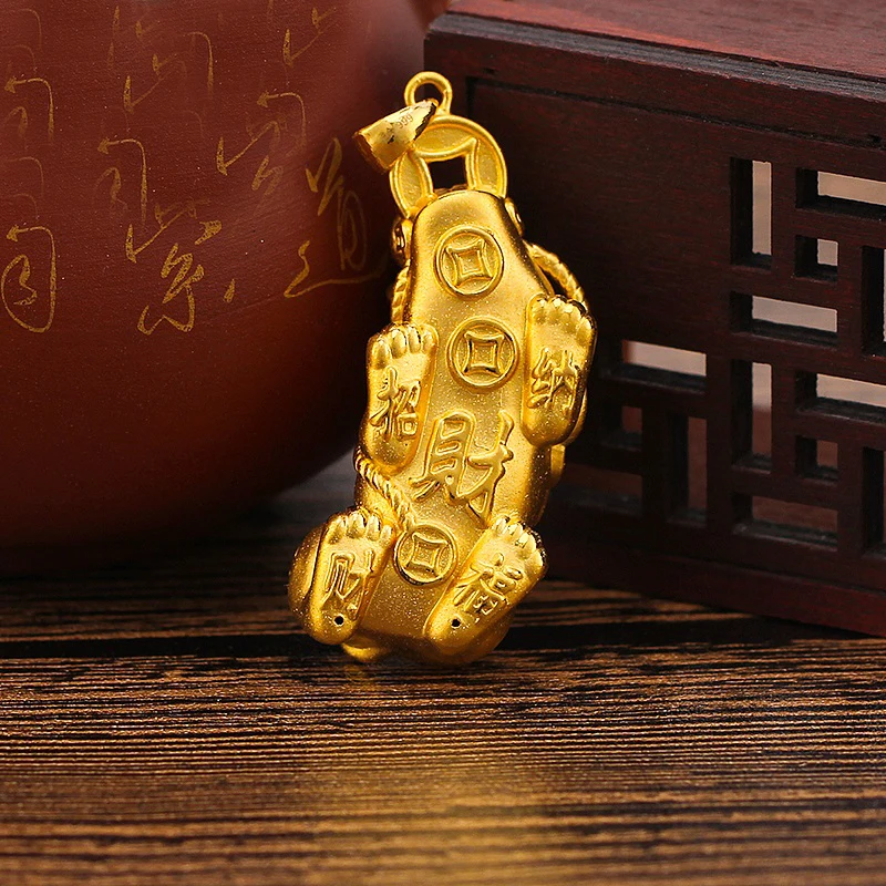 Новинка подвеска из желтого золота 24 карата 999 пробы с монеткой драконом сыном