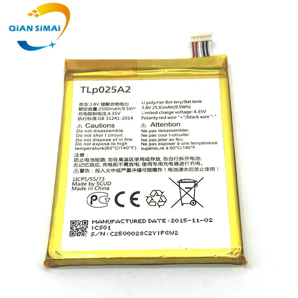 Аккумулятор TLp025A2 для ALCATEL one touch новый высококачественный аккумулятор scribe HD OT8000