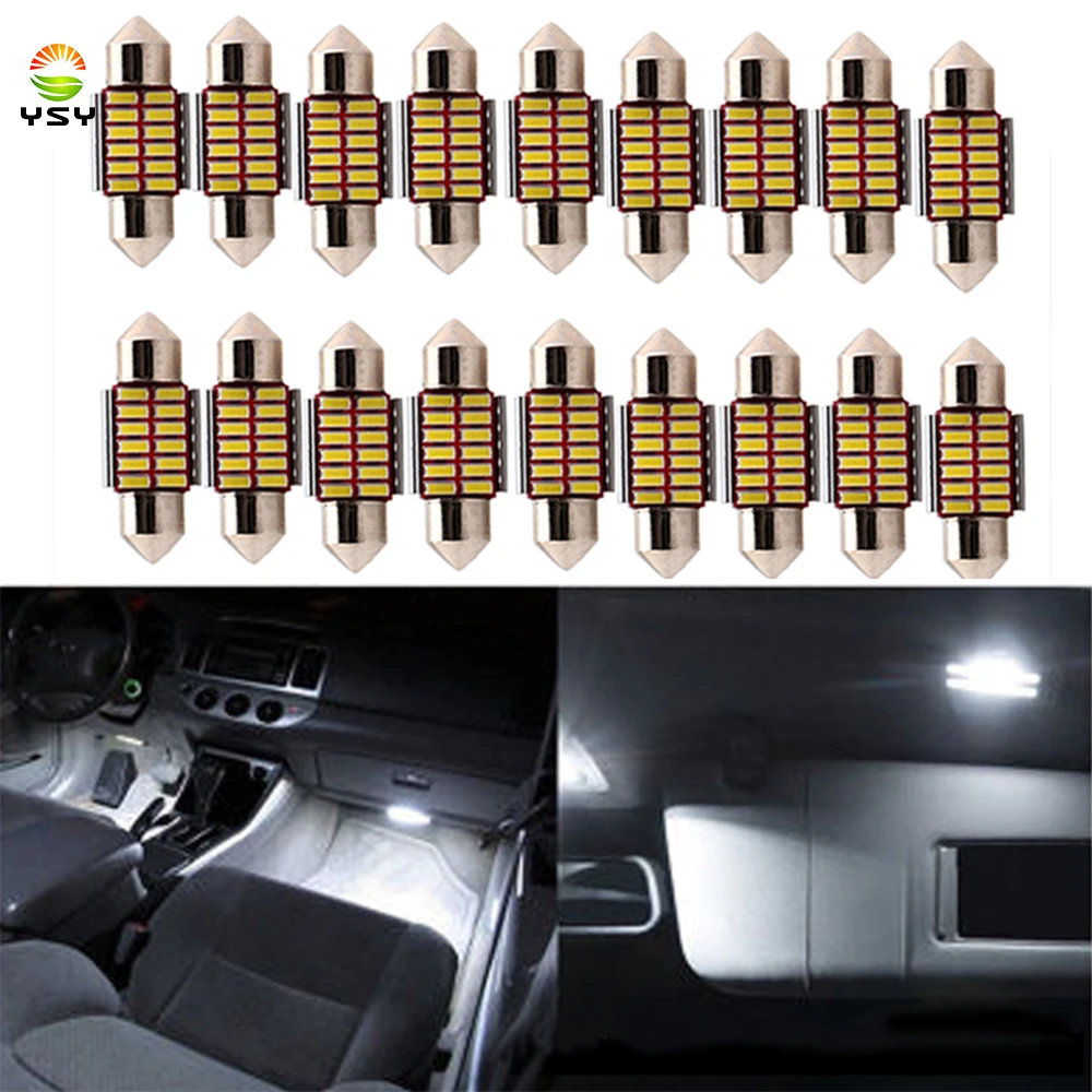 YSY 31 мм/36 мм/39 мм/41 мм 12SMD 4014 клиновидсветодиодный Светодиодная лампа C10W C5W Festoon Canbus