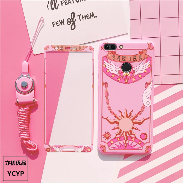 Чехол Sakura для huawei changxiang 9plus чехол из ТПУ и переднее закаленное стекло honor enjoy 7 7s /7plus