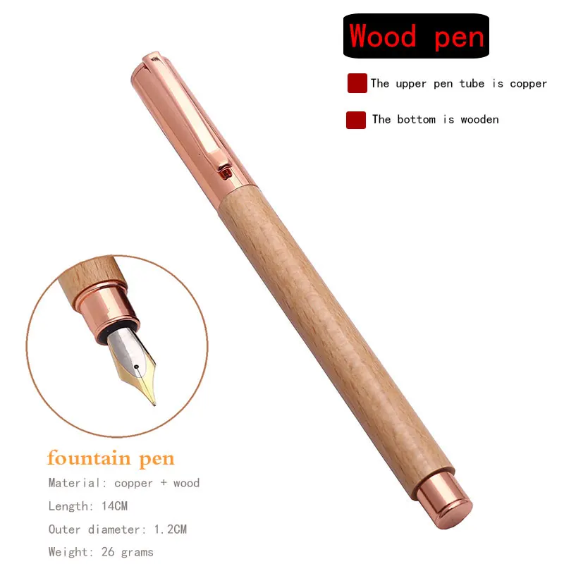 Rose gold Новая деревянная ручка высокого качества из розового золота, деловая офисная авторучка, домашняя коллекция, рукоделие, ручка для школьников, Обучающие канцелярские принадлежности - Цвет: Rose gold