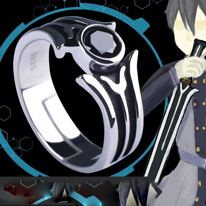 Аниме Sword Art Online Kirito Косплей Kirigaya Kazuto SAO 925 Серебряное кольцо реквизит Хэллоуин