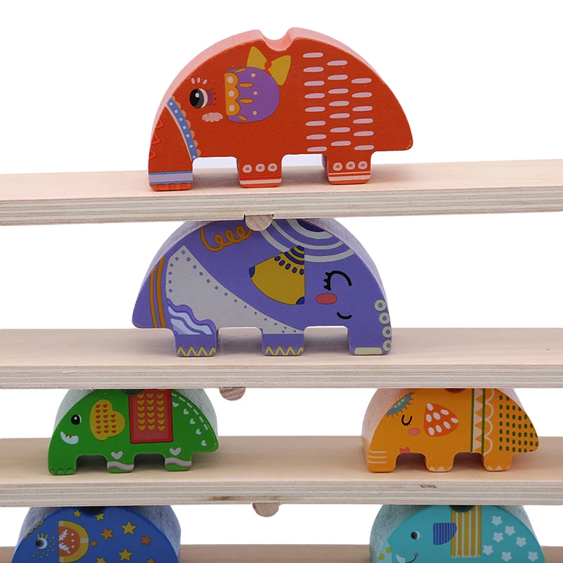 Красочные Слон баланс деревянные строительные блоки игрушки для детей раннего