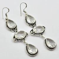 white topas silver overlay on copper earrings 75 mm e2751