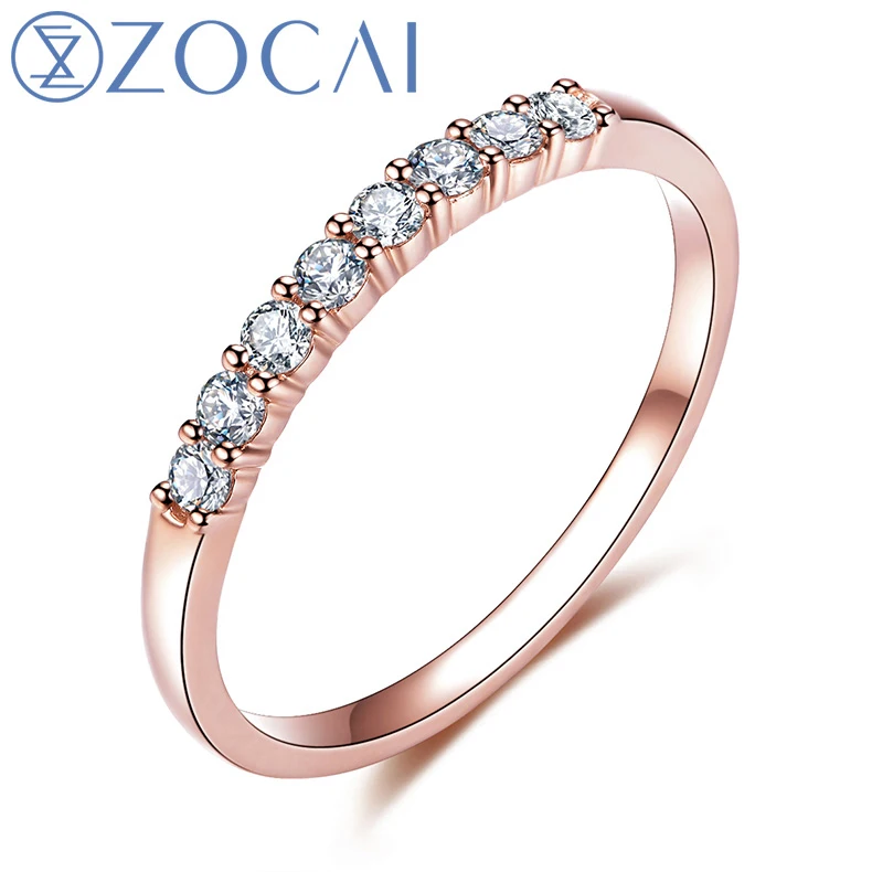Фото Обручальное кольцо ZOCAI с натуральным бриллиантом 0 2 карата из 18-каратного