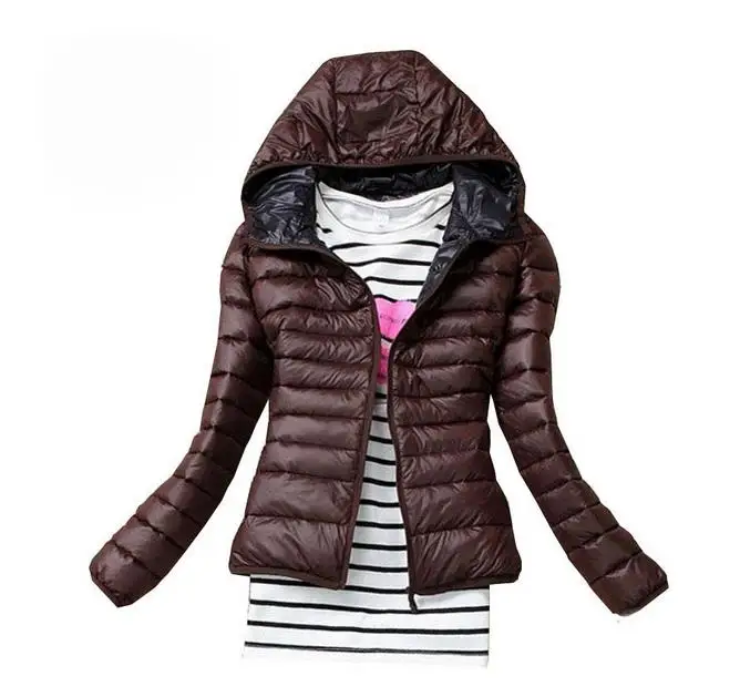 Базовые Куртки зимняя женская парка на молнии с карманами и капюшоном