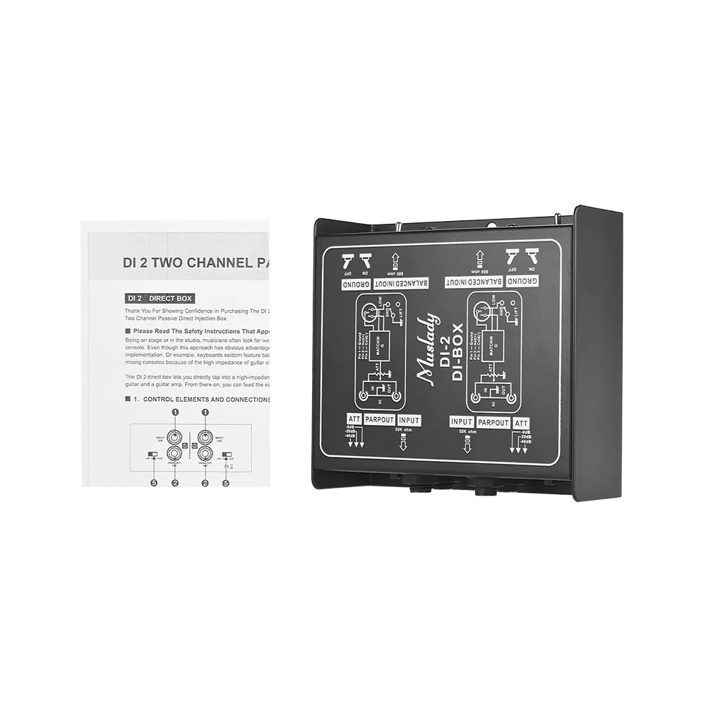 Muslady DI 2 Профессиональный двухканальный пассивный Box прямой впрыск аудио