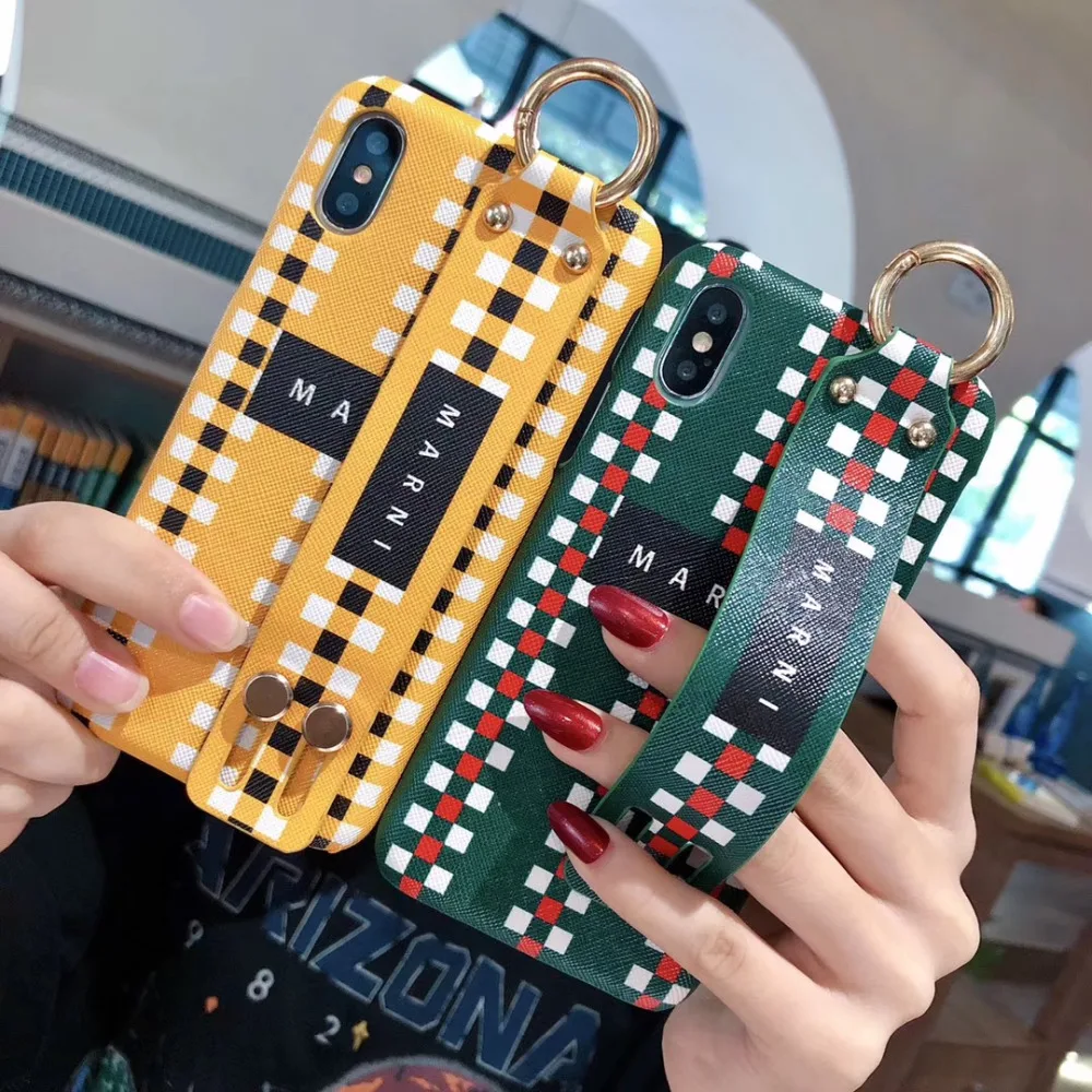 Модный чехол для телефона, чехол для iPhone X XS Max, роскошный бренд для iPhone 7, 8, 6 Plus, ремешок на запястье, чехол, Твердый чехол для телефона