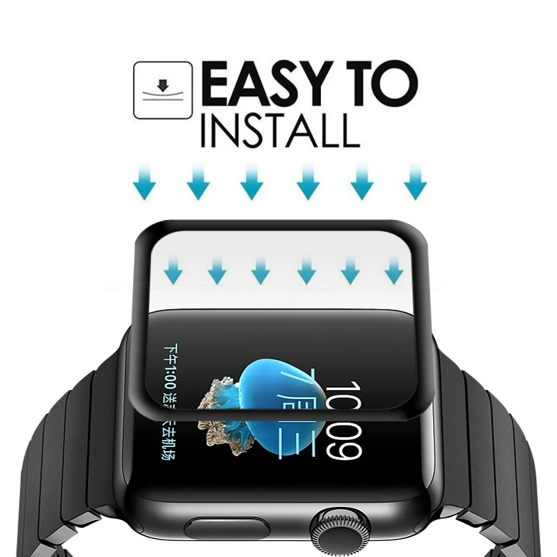 Защитная 3D плёнка с закругленными черными краями для iWatch планшетов Apple Watch 38 мм 42