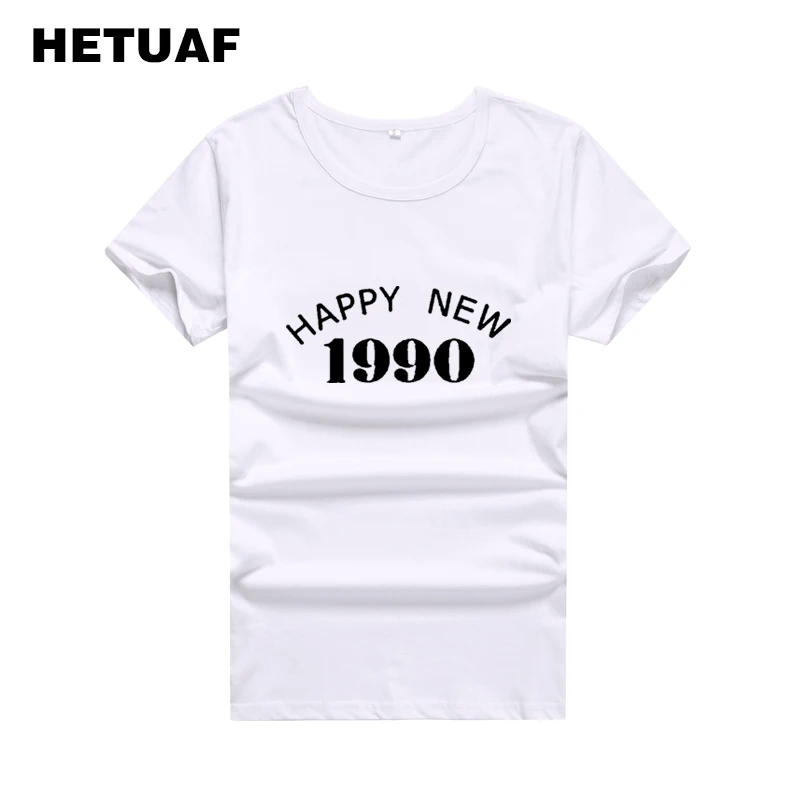 HETUAF счастливого Нового 1990 футболка для женщин летние топы в Корейском стиле
