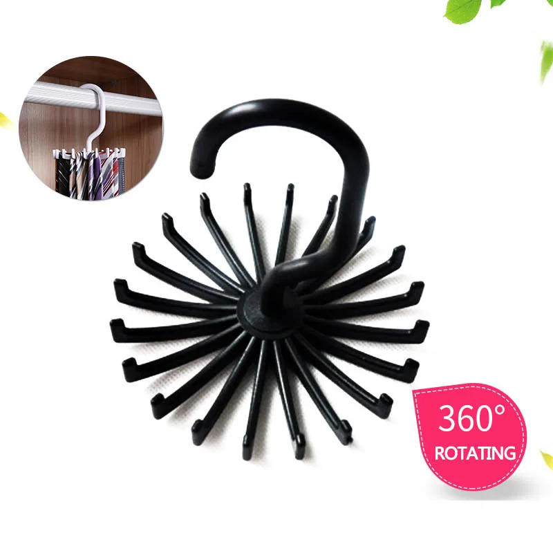 

Neck Tie Holder Space Saving Multifunction 1 PC Plastic 20 Hooks 360 Degree Rotating Belt Rack Neck Tie Hanger