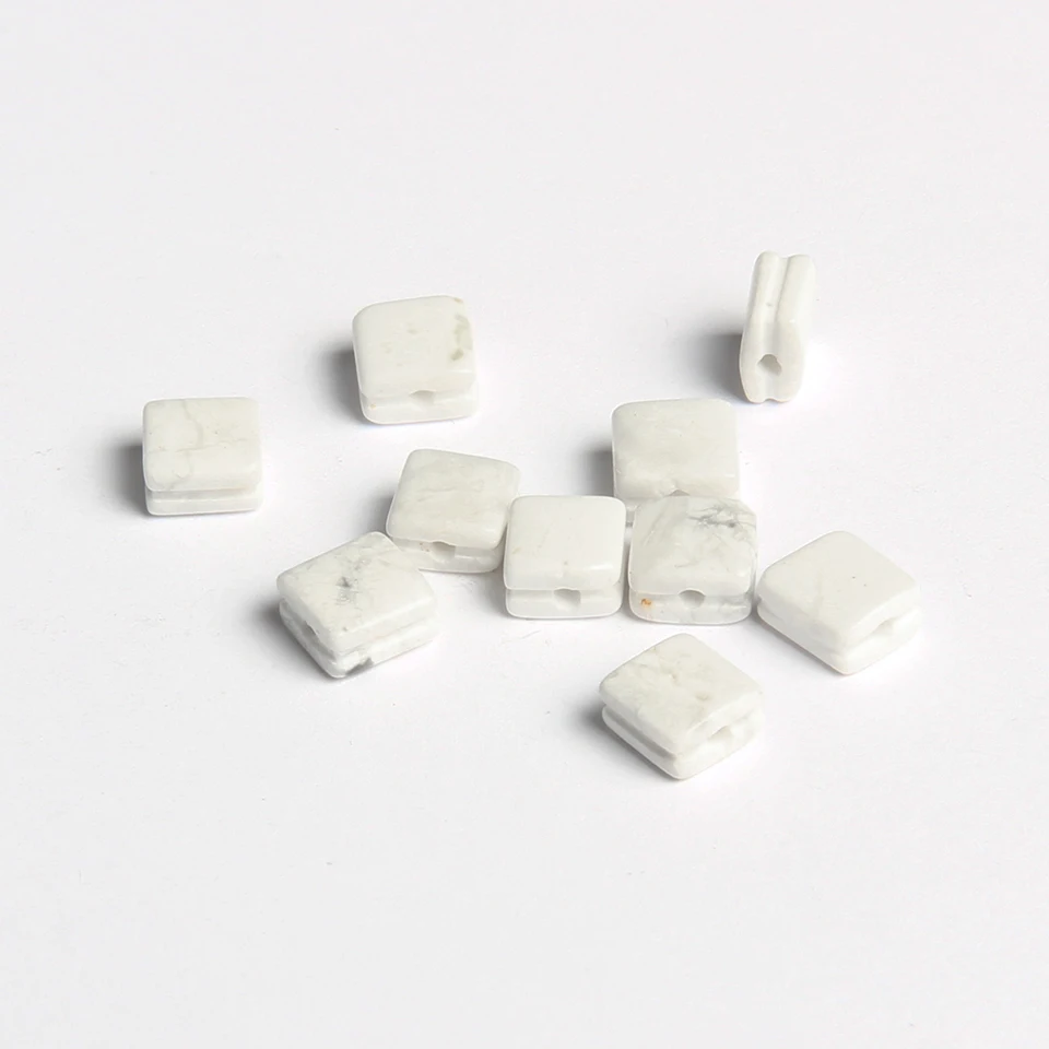 White Howlite Ailatu 8x8 мм натуральный тигровый глаз оникс и лазурит квадратный камень бусины для браслета ожерелье изысканные ювелирные изделия аксессуары - Цвет: White Howlite
