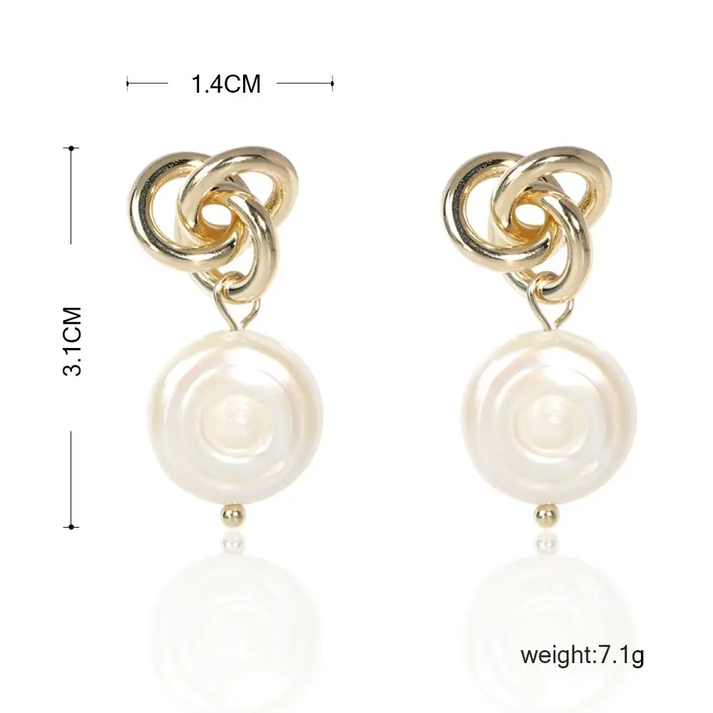 Dazz New Korean Earring 2019 Knotted Heart Natural Pearl Pendant Fashion Women Earrings Gold Color Geometric Luxury Jewelry Gift | Украшения