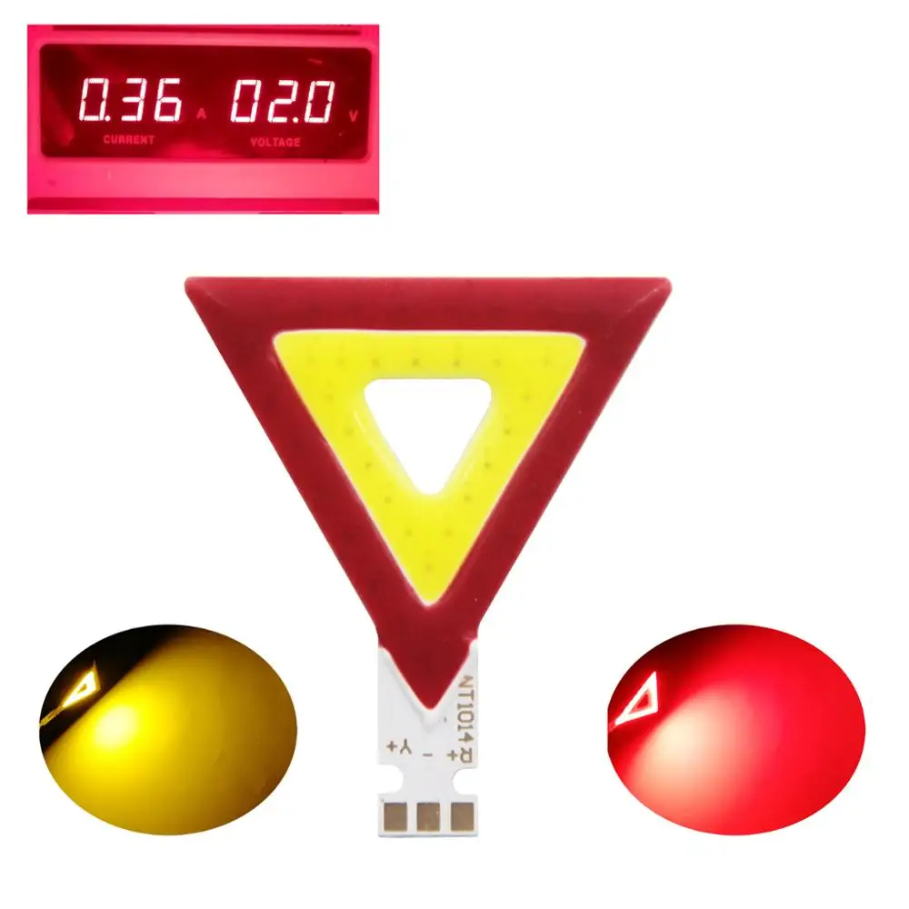

2V DC Triangle shape TWO double colors LED COB Strip for work light bicycle diy lighting red yellow cob led light source