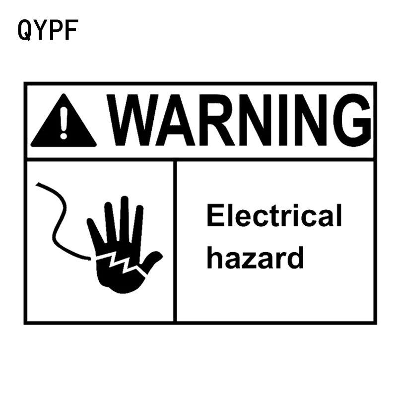 

QYPF 14.6CM10CM Warning Mark Electrical Hazard Graphic Car Sticker Black/Silver Vinyl Decoration S9-2379