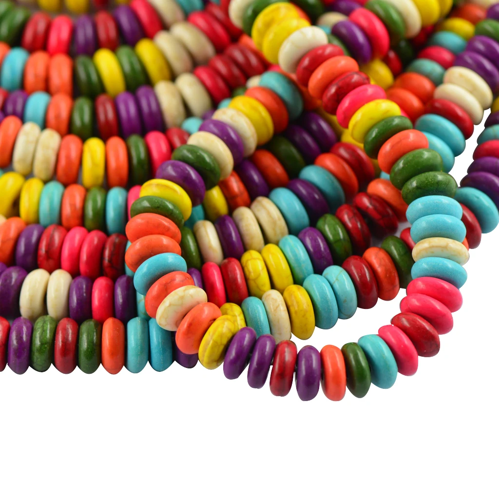 122 шт Howlite многоцветный Heishi Rondelle Spacer свободный Beads 8mm|rondelle spacer| |
