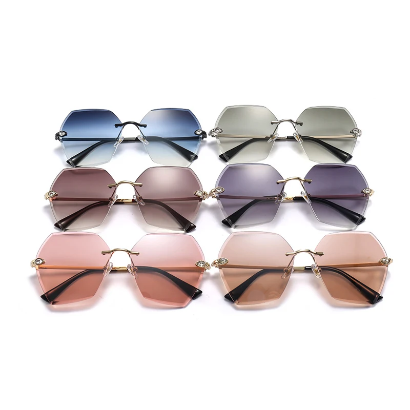 Retro Stone Sunglasses Women Diamond Cutting Rimless Sun Glasses for Men Outdoor Club Eyewear Oculos Shades 25084DF | Аксессуары для
