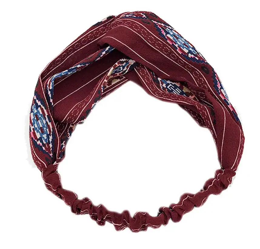 Wine red1 VEKNO летняя богемная резинка для волос с цветком из шифона Йога головные повязки для спа эластичный Твист Тюрбан головной убор женские аксессуары для волос - Окраска металла: Wine red1