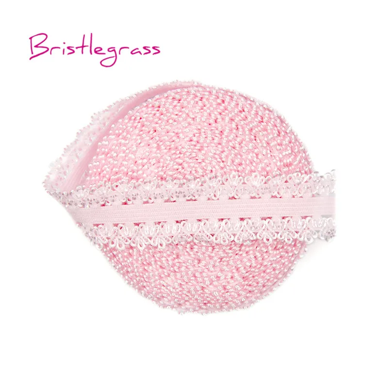 Powder Pink Щетина 5 ярдов 3/" 19 мм Край пикота Корона оборками кружево отделка эластичный враг спандекс атласная лента для волос галстук пачка повязка DIY шитье - Цвет: Powder Pink