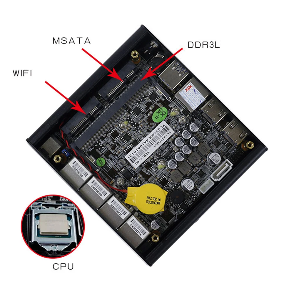Безвентиляторный мини-ПК поддержка AES-NI, брандмауэр, PFsense, Celeron J3060 J3160 с 4* LAN 1* COM 2* HDMI Intel i210AT Nic X86 Linux маршрутизатор NUC