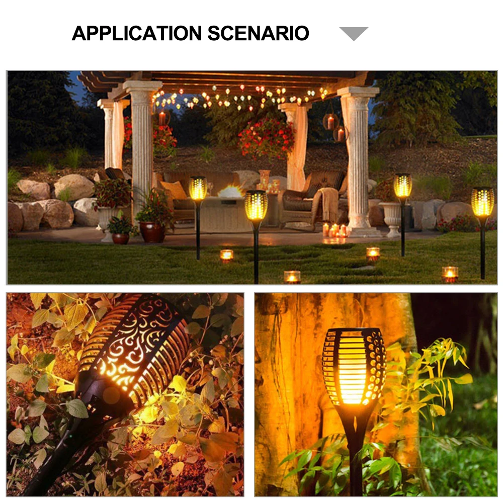 

Solar LED Flame Effect Lamp Waterproof Lawn Path 96LEDs Dancing Flicker Torch Lights Outdoor Holiday LED Fire light Garden Decor