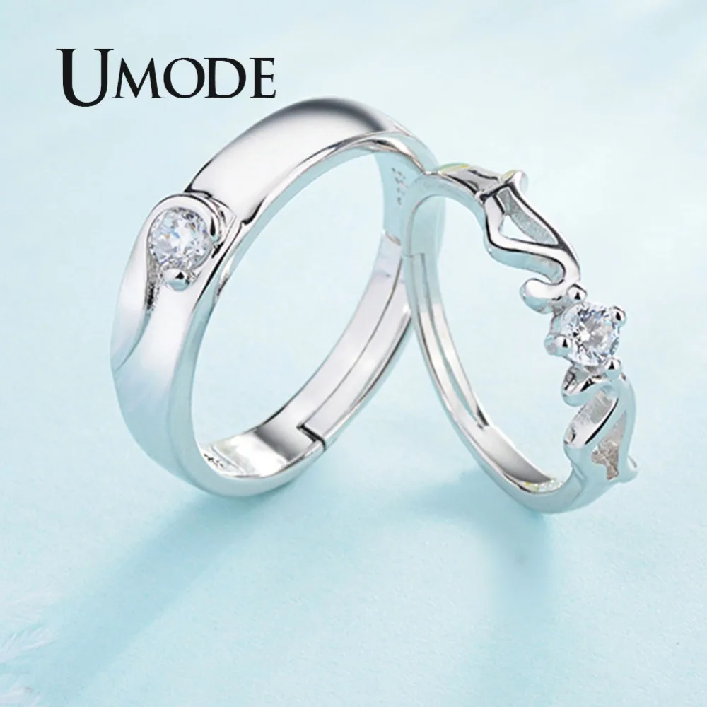 Женское кольцо манжета с фианитом UMODE Открытое прозрачным кубическим цирконием