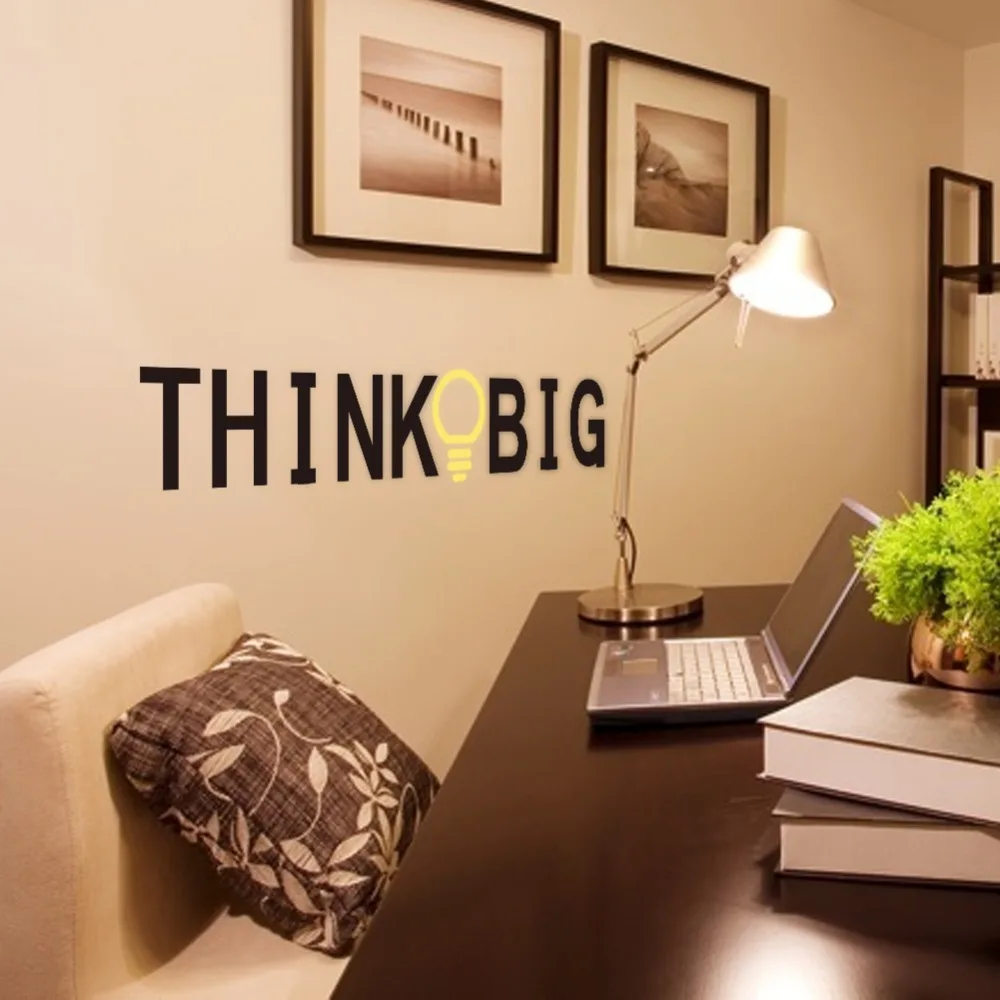 Free shipping 1 set Creative Wall sticker Quotes Think Big vinyl Sticker Quote Decal Art ZY8251 House Decor | Дом и сад