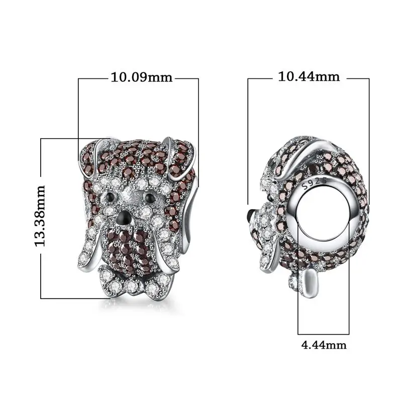 

DALARAN DIY Bracelet Charms Brown Dog 925 Sterling Silver Beads Dazzling CZ Fit Original Necklace For Women Jewelry Making Gift