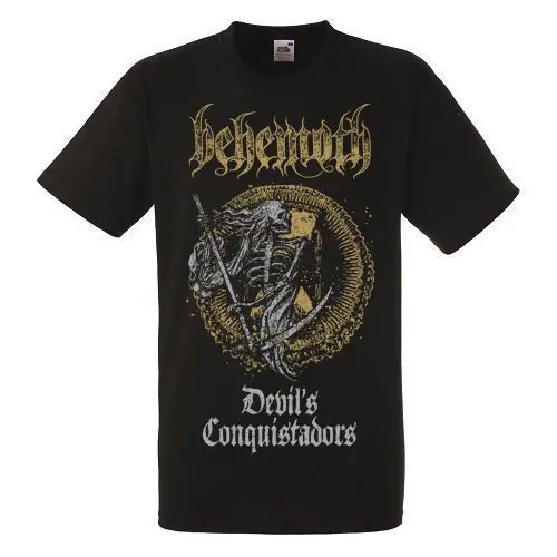 Бегемот DEATH METAL BAND Черный Новая футболка рок группа рубашка для взрослых 100% Хлопок